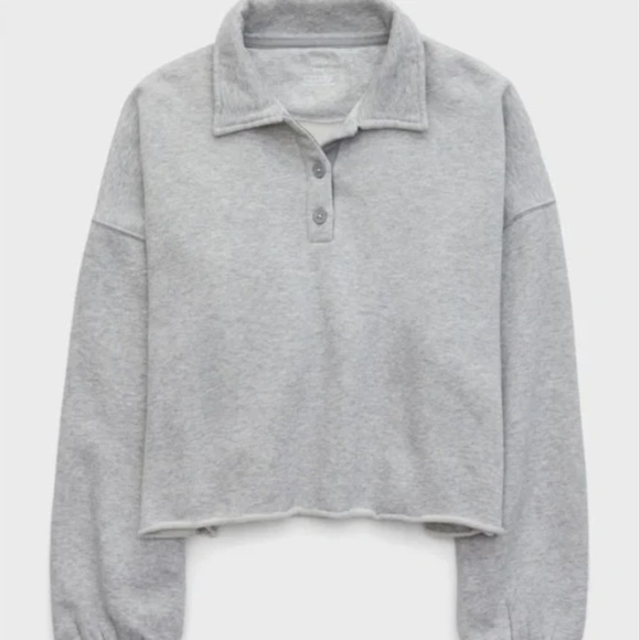 Aerie Cropped Collared Sunday Sweatshirt - Picture 6 of 6